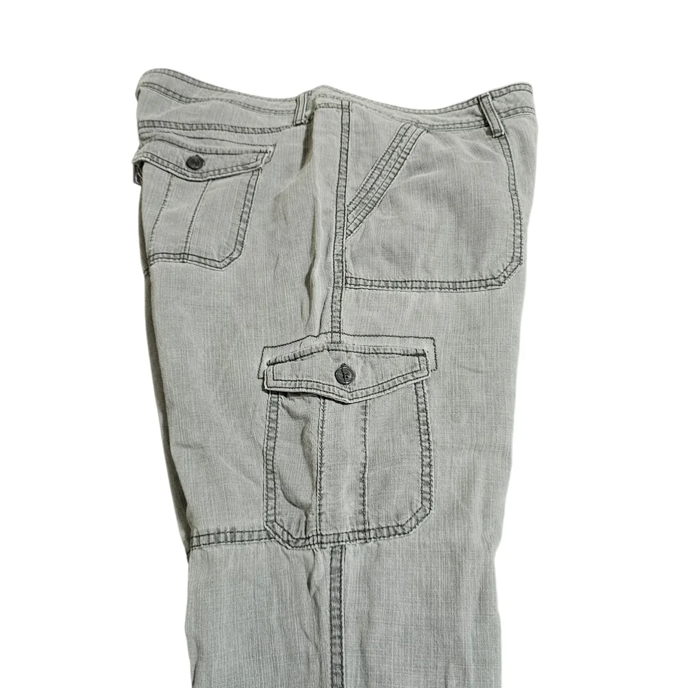 Sonoma Cargo Capri Cropped Pants Light Gray Cotton Lightweight Womens Size 16 - Picture 4 of 13